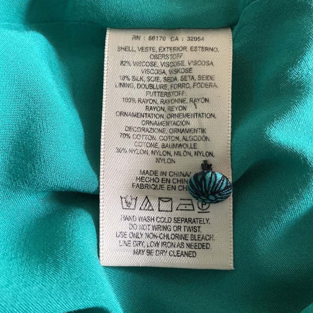 Anthropologie Maeve Silk blend Butterfly Swan Green print Lace top Swing Dress - Picture 14 of 16